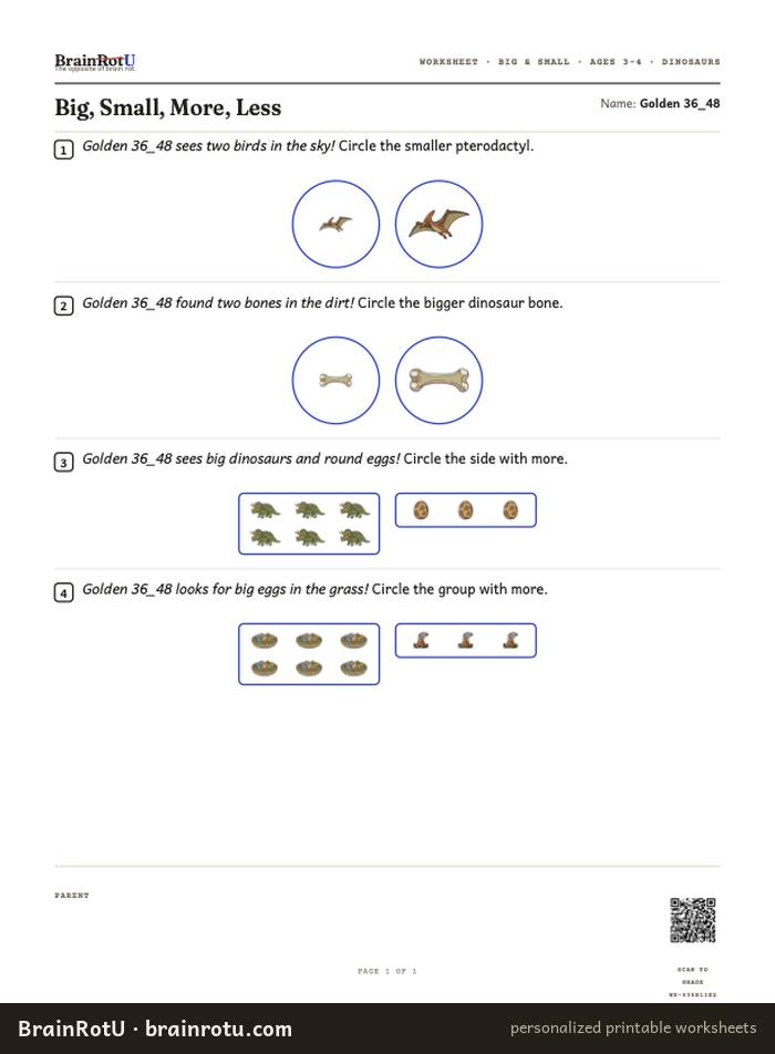 Dino Compare — Big, Small, More, Less (2–3)