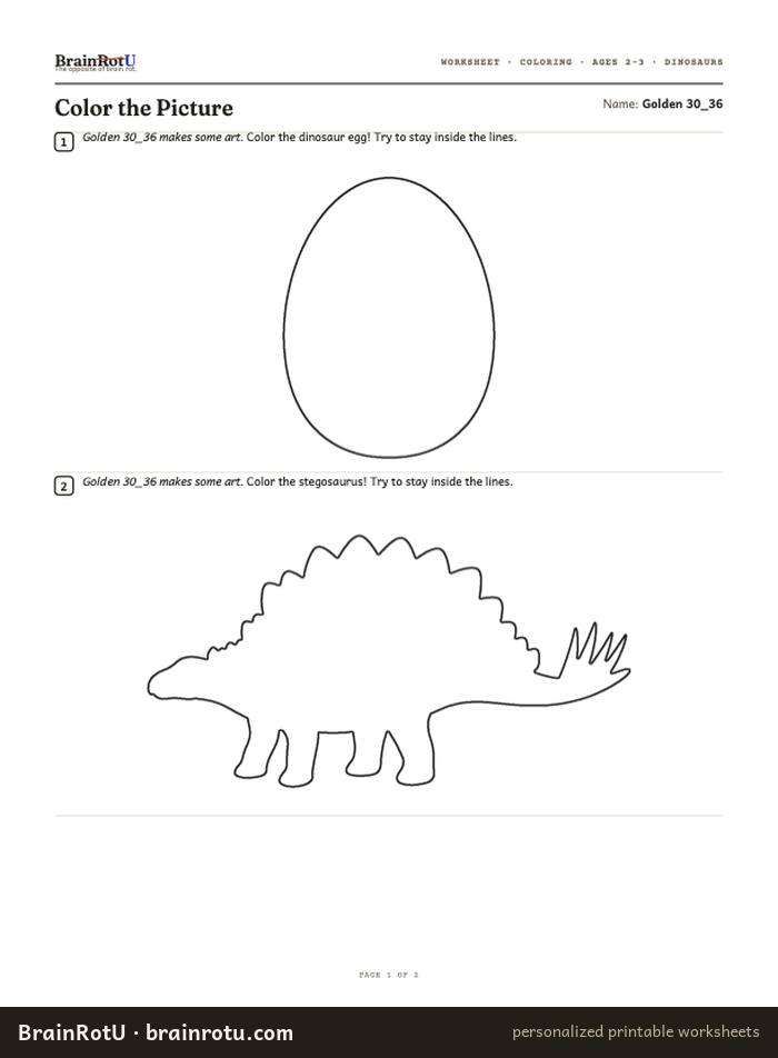 Dinosaur Color the Picture - Dino Footprint (2-3)
