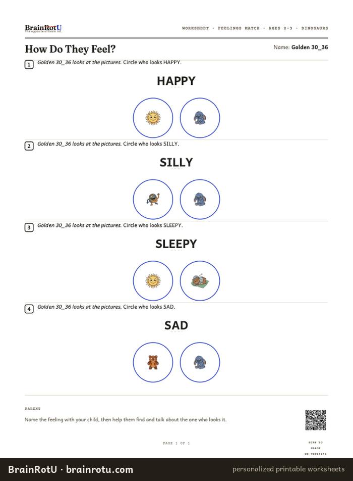 Dinosaur Feelings Match - How Do They Feel? (2-3)
