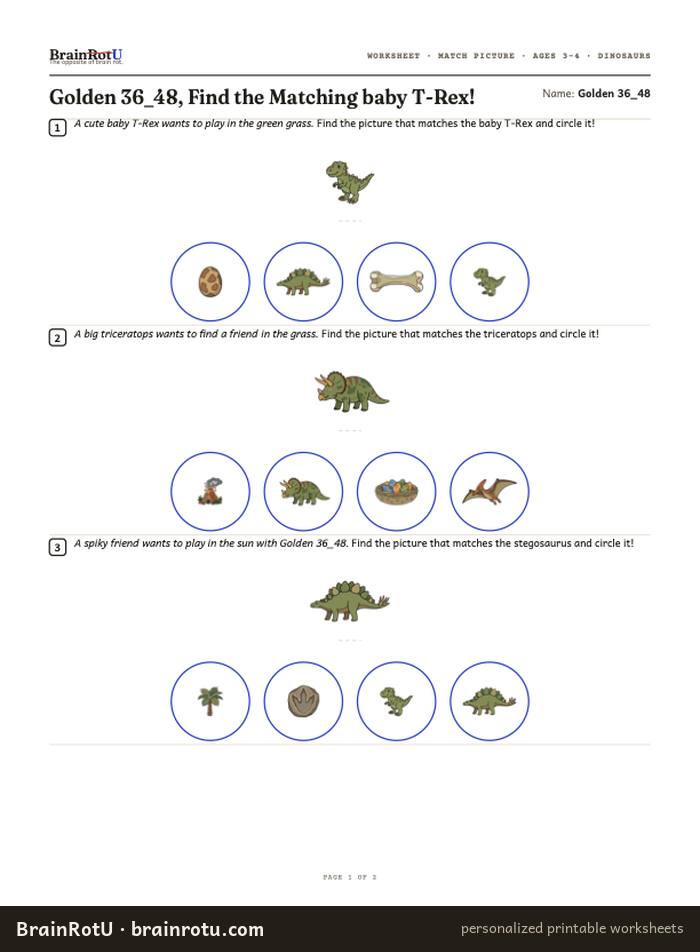 Dino Match — Find the Matching Picture (2–3)