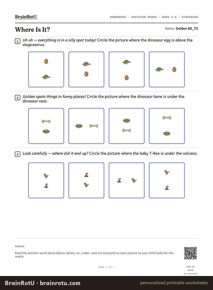 Dinosaur Positions — Where Is It? (5–6)