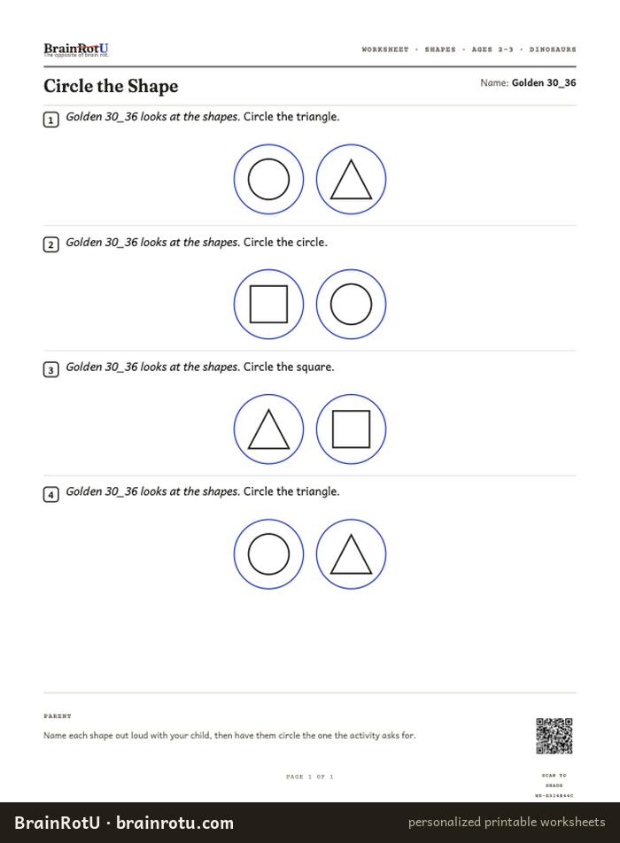 Dinosaur Circle the Shape - Name That Shape (2-3)
