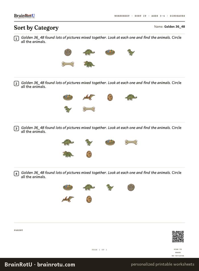 Dino Sort — Group by Category (2–3)