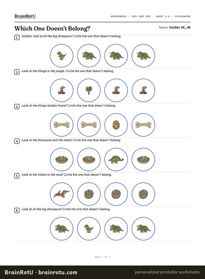 Dinosaur Sort — Which Doesn't Belong (3–4)