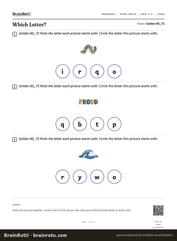 Ocean Sounds — Which Letter? (5–6)