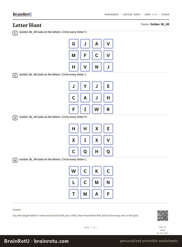 Ocean Letter Hunt — Find the Letters (3–4)
