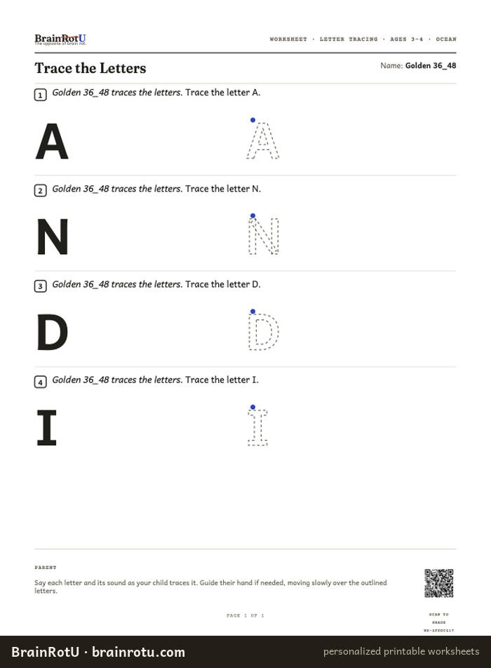 Ocean Letter Tracing (3–4)