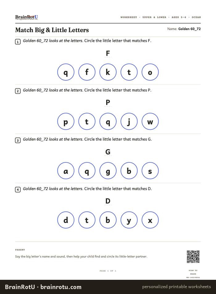 Ocean Letters — Match Big & Little (5–6)