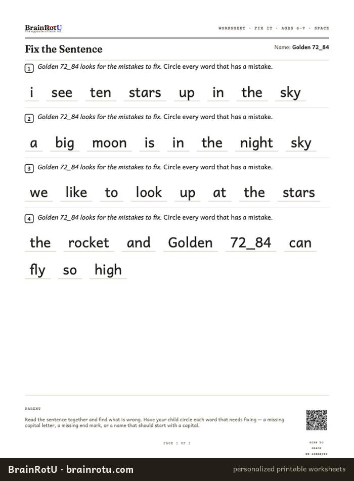 Space Sentences — Fix the Mistakes (6–7)