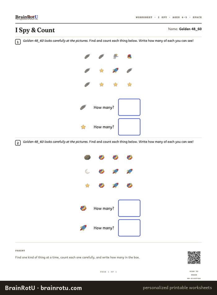 Space I Spy & Count — Find and Tally (4–5)