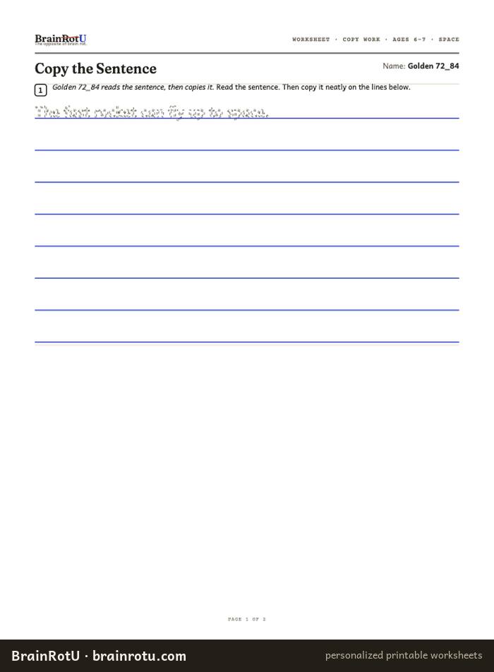 Space Copywork — Copy the Sentence (6–7)
