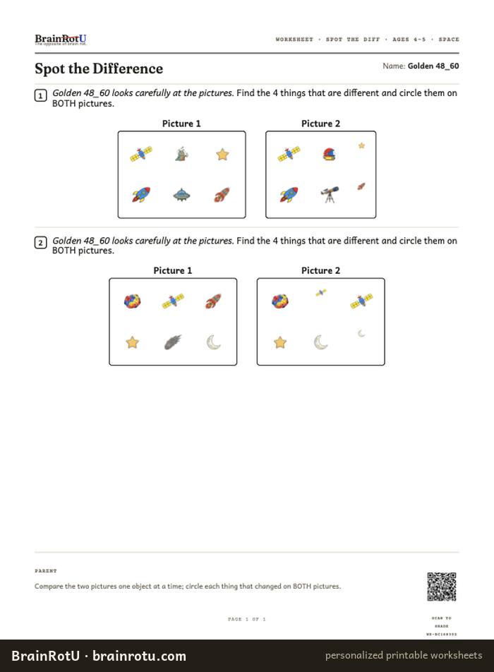 Space Spot the Difference — Find 4 Changes (4–5)